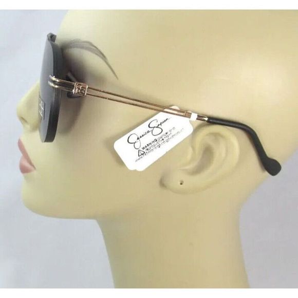 JESSICA SIMPSON J6195 SMK Matte Black Teardrop-Gold rimmed Sunglasses $50+ - Picture 8 of 9